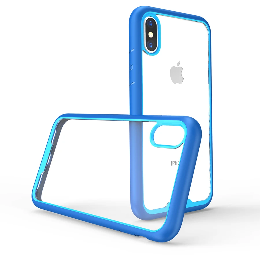 Для iPhone X XS Max XR 7 8 6 6s Plus чехлы из ТПУ бампер прозрачная задняя крышка защитный чехол Защита от падения царапин - Цвет: Синий