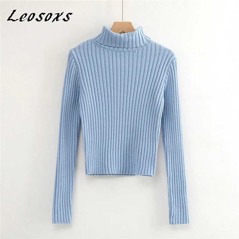 

Leosoxs Soft Warm all-match Base Solid crop Turtleneck sweater Long Sleeve Knitted Pullover women sweaters 2020Autumn Winter New