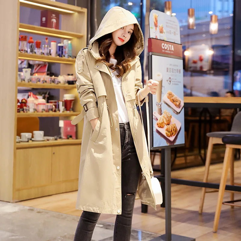

Ozhouzhan 2019 Popular Mid-length Trench Coat Women's over-the-Knee Elegant British Style Spring And Autumn Thick Workwear Coat