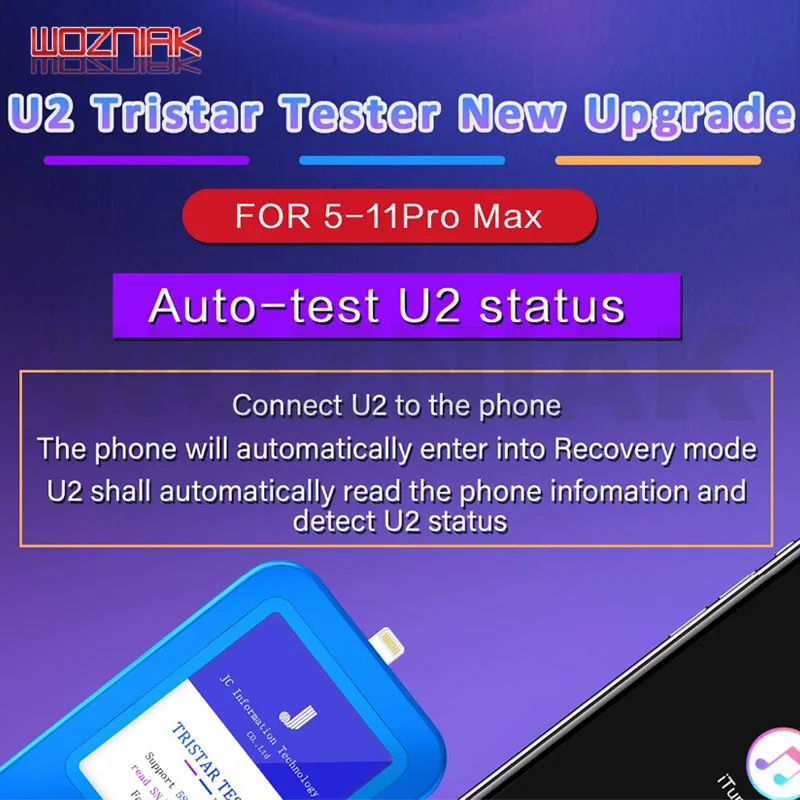 WOZNIAK JC U2 Tristar Тестер быстрый детектор для iPhone U2 заряд IC дефект Быстрый тестер SN серийный номер Быстрый детектор считыватель