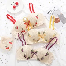 Новое регулируемое нижнее белье с фруктами женское сексуальное тонкое хлопковое милое нижнее белье с кружевной вышивкой ананас черешня виноградное белье Комплект трусов