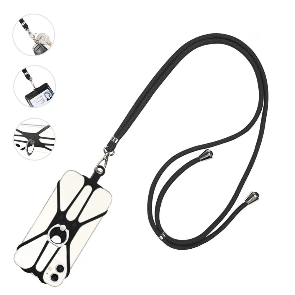 Phone Necklace Lanyard with 360° Ring Holder Nylon Adjustable None Strap Case Cover Card Portable Mobile String | Мобильные