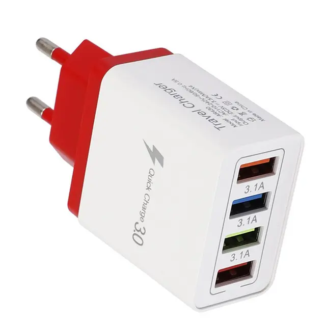 EU/US Plug USB Charger Quick Charge 3.0 For Phone Adapter for Huawei Mate 30 Tablet Portable Wall Mobile Charger Fast Charger red