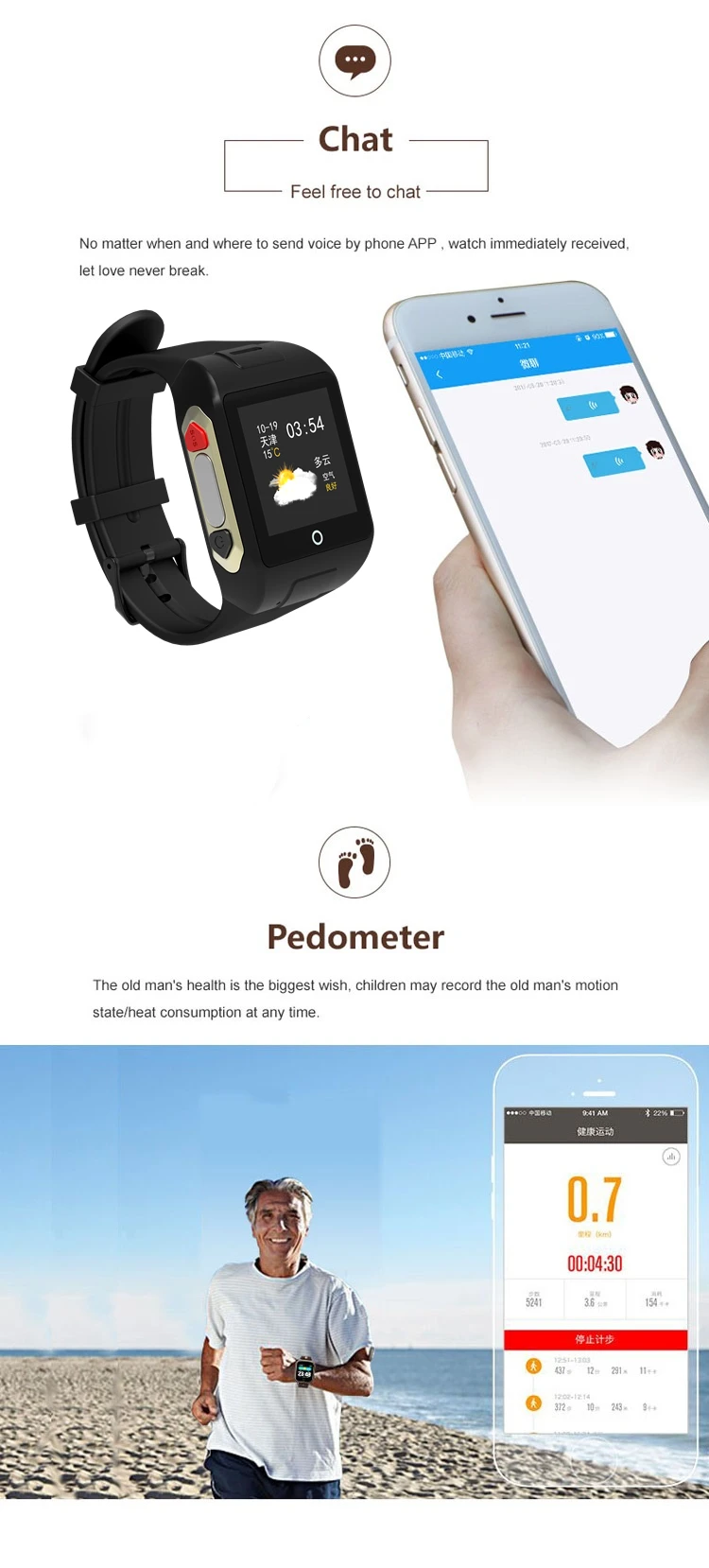 Alarme Senior Gsm Détection De Chute Localisation Gps Appel Vocal