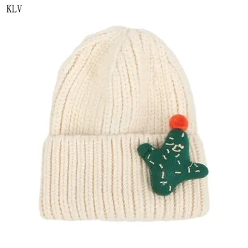

Adult Kids Winter Chunky Cable Knit Beanie Hat 3D Cartoon Cactus Doll Skull Cap