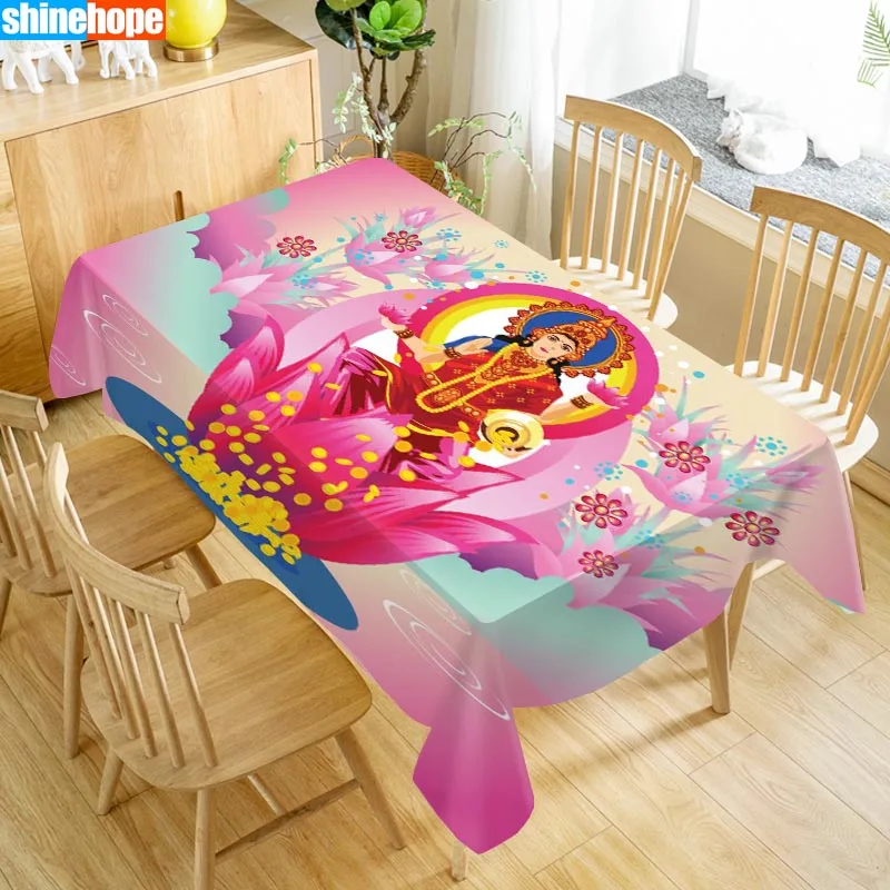

Custom Table Cloth Diwali Festival Tablecloths Oxford Print Rectangular Waterproof Oilproof Wedding Table Cover