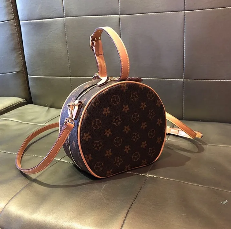 

2019 Summer New Style Handbag Shoulder Cross-body Small round Bag Women's Genuine Leather Full-grain Leather Real Object with Lo