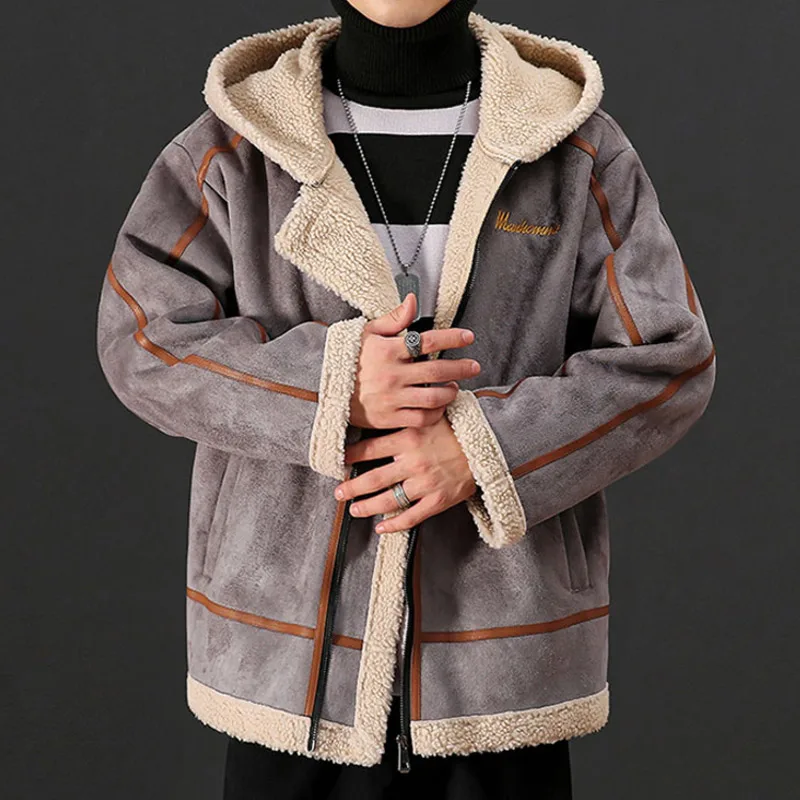 Aolamegs Зимняя куртка мужская меховая бархатная куртка теплые толстые передовые куртки Винтажный стиль Повседневная Сочетаемая одежда уличная зима - Цвет: Gray