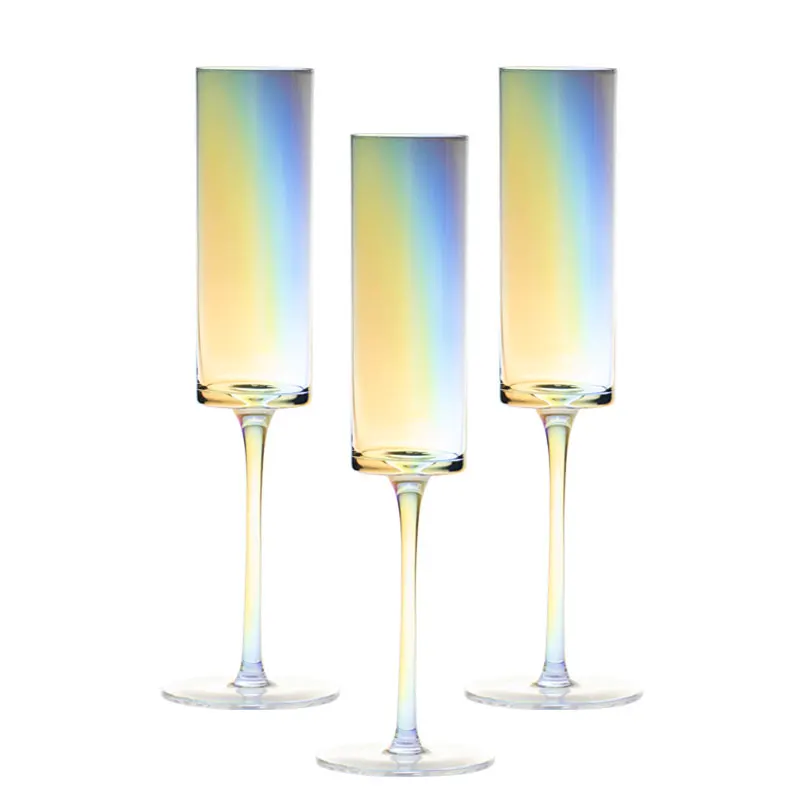 Wine Glass Champagne Wine Cup Colored Transparent Glass Cocktail Goblets Creative Wedding Home Kitchen Bar Accessories Drinkware images - 6