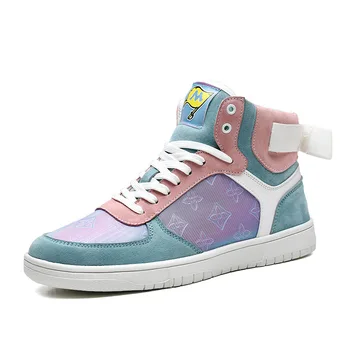 

COWCOM New Model Adds The Flock Lover Shoe Suede To Breathe Flat Bottom Net Red Fashionable High-top Leisure Shoe Female YCH
