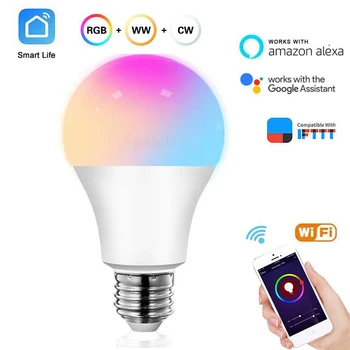 

HOT Tuya Smart life Wifi Smart light bulb compatible with Alexa Google home,7W E27 RGB Cold Warm light Automatic Dimmable bulbs