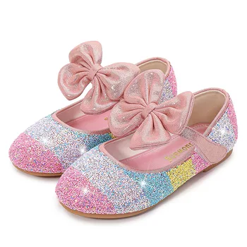 

Kids Cinderella Princess Women Crystal Bowtie Loafers Round Toe Performance Tods Oxfords Children Girls Mary Janes Glitter Shoes