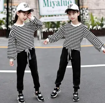 

Baby Girls Clothing Sets 2020 New Spring Autumn Children Girls Clothes Suit Kids Fashion Stripe Shirt+Pants 4 5 6 7 8 9 10 Years