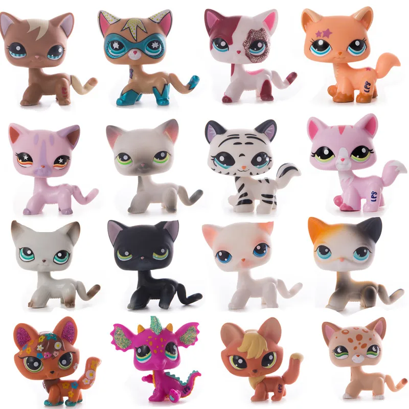 

LPS Pet Shop small Short Hair Cat Toys dachshund Shepherd dog PVC Cartoon Action Stand Figure Toys model Cosplay Children's gift