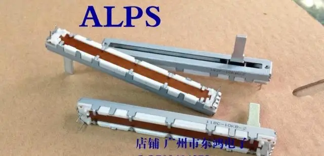 

2PCS/LOT ALPS Alpine sliding potentiometer 7.5 cm double B10kx2 15mm shaft