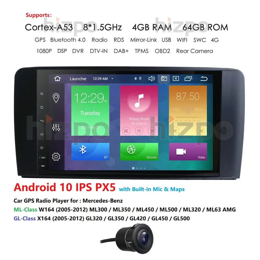 4G ram 9 &quotAndroid 10 автомобильный радиоприемник с навигацией GPS для Mercedes Benz ML GL W164 ML350