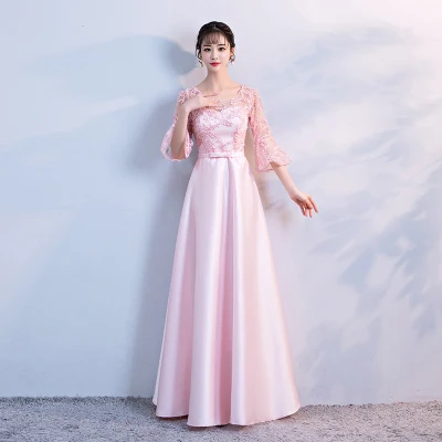 Розовое элегантное платье для женщин для свадебной вечеринки подружки невесты длиной до пола из тафты Формальное плюс размер длинное сексуальное выпускное платье нового года вечернее платье - Цвет: D long pink