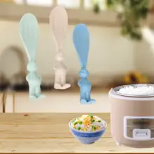 1 шт. ложка для риса форма мультяшного кролика вертикальная подставка Пшеничная солома пластиковая рисовая ложка кухонный инструмент случайный цвет