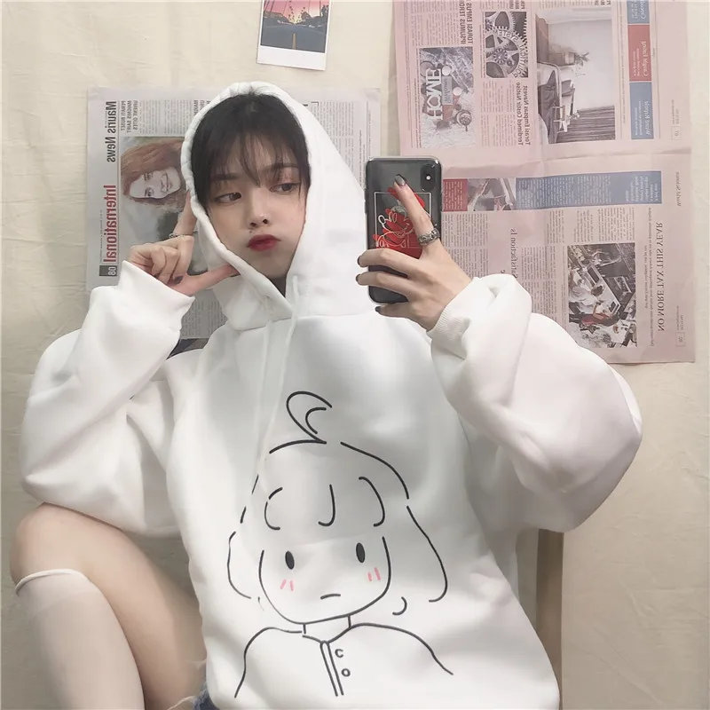 Женское платье осень 2019 Новое милое мультяшное студенческое свободное Ins Girl с