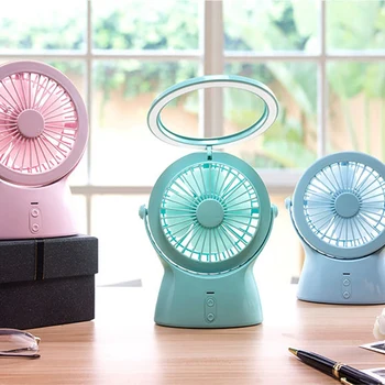 

Portable Usb Fan With Led Light 3 Speed Adjustable Cooler Mini Fan Handy Small Desk Lamp Desktop Usb Cooling Fan For Child