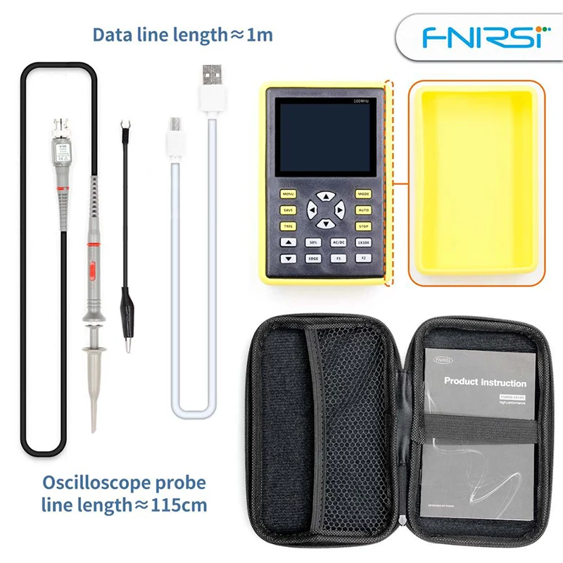 FNIRSI-5012H цифровой осциллограф 5012H 2,4 дюймов ЖК-экран 100 МГц полоса пропускания и 500 мс/с частота дискретизации USB осциллографы