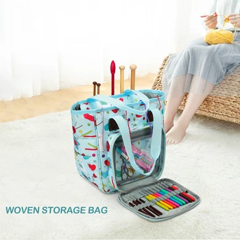 

Knitting Storage Bag Portable Yarn Storage Bag Yarn Hooks Crochet Sewing Tools Needle DIY Organizer for Wool Crochet