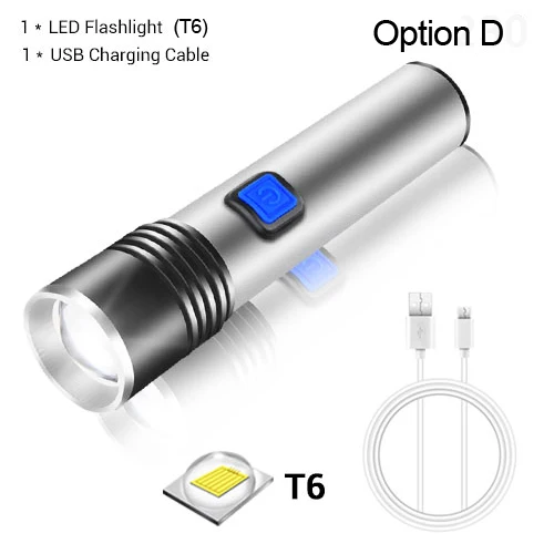 Перезаряжаемый фонарик USB 3/4 режимов водонепроницаемый светодиодный фонарик с фокусом масштабируемый встроенный аккумулятор портативный фонарь для наружного освещения - Испускаемый цвет: Option D