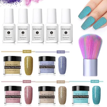 

11pc/set Glitter Nail Dipping Powder Kit Neon Pigment Nail Powder Dust Gradient Glitter Luminous Nail Powder Set 7ml Decoration