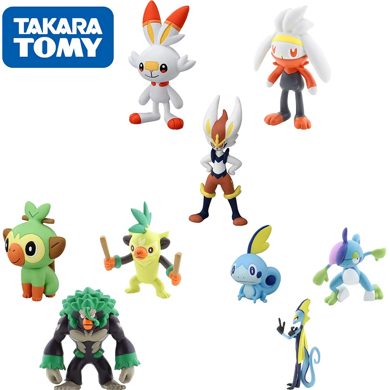 TAKARA TOMY Pokemon Аниме фигурки Cinderace Inteleon Rillaboom Эволюционная форма ПВХ экшн-фигурки
