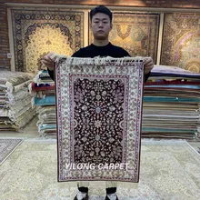 Yilong 2'x3' Hereke шелковый ковер красный ручной работы изысканный ручной завязанный шелковый ковер(HF075B