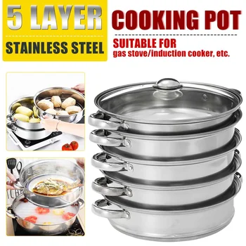 

Stainless Steel 5 Layers Thick Steamer pot Soup Steam Pot Universal Cooking Pots for Induction Cooker Gas Stove steam pot