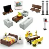 Moc Accessories Locking Creator City Room Sofa Bed Desk Bed Table Furniture Bricks DIY Toys For Kids Compatible Building Blocks ► Photo 1/6