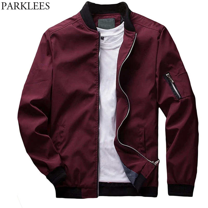 Pulido Gracias Túnica Chaqueta Bomber ligera para hombre, cazadora de béisbol, color vino tinto,  ajustada, informal, para primavera y otoño _ - AliExpress Mobile