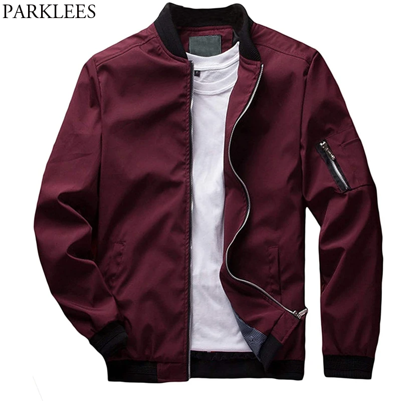 Hombres Spring Slim Baseball Bomber Leather Chaqueta Hombres Spring Slim Baseball Bomber Leather Chaqueta