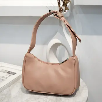 

Vintage Simple Design Female Small Tote Clutch Purse Elegant Women Hobos Handbags Soft PU Leather Ladies Shoulder Baguette Bag