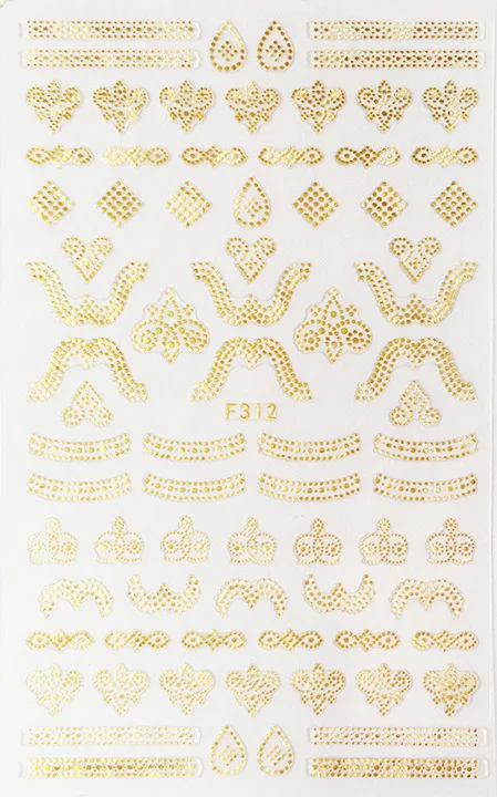 3D Япония с резиновым лазером золото и серебро черный и белый украшения для ногтей Поставки цветок наклейки s наклейки для ногтей F305-312