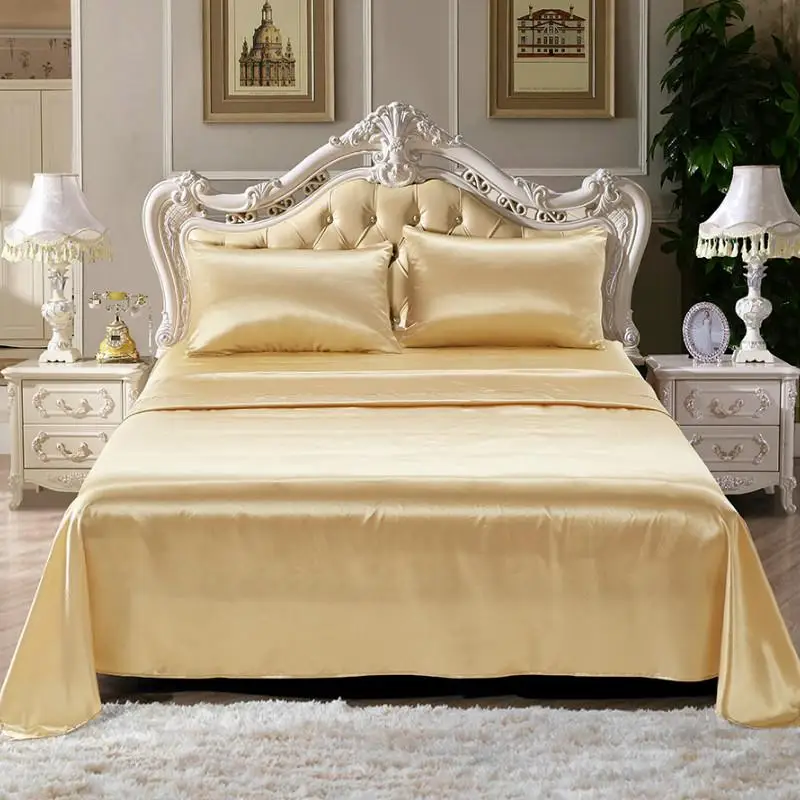 SilkBedSheetsSatinLuxuryMattressCoverKingSizeSatinBedsheet