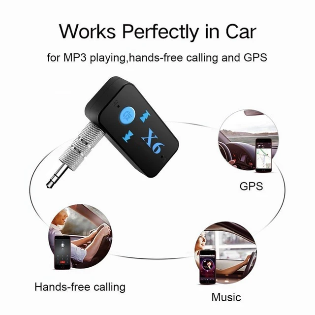 Mini récepteur X6 pour voiture, Kit Audio stéréo, musique avec micro, adaptateur  sans fil, Bluetooth, 3.5