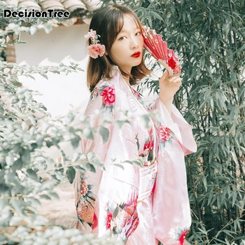 

2020 loose style woman japanese kimono silk pajamas yukata bathing robe kimono japanese kimono mujer yukata japan kimono dress