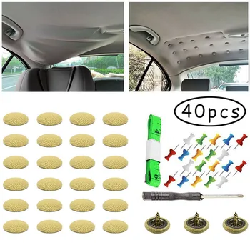 

Universal Car roof Beige Buckle 40Pcs Repair Sagging Headliner Fix Snap Parts