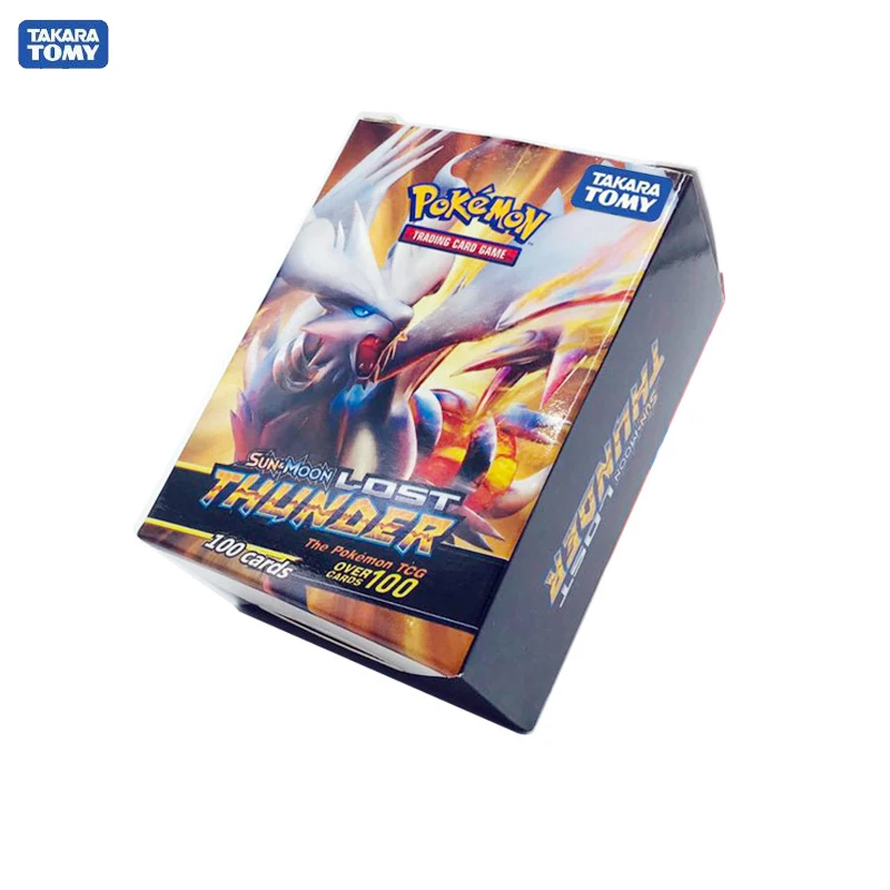 TAKARA TOMY Pokemon 100 шт. GX EX MEGA флэш-карта 3D версия LOST THUNDER карта Коллекционная для детей