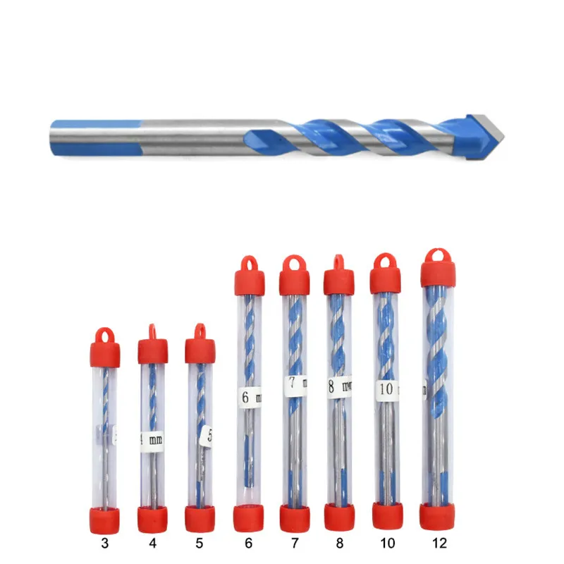 1PCS 3mm-12mm  Blue Multifunctional Glass Drill Bit Twist Spade Drill Triangle Bits For Ceramic Tile Concrete Glass Marble