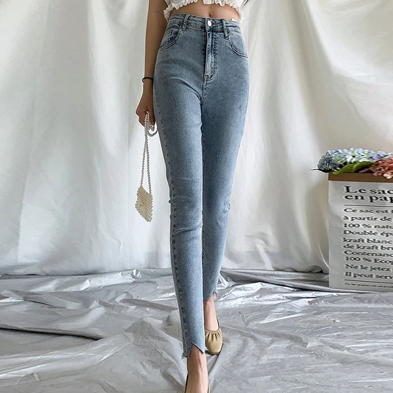 

Skinny Denim Jeans Woman 2020 High Waisted Desigual Blue Slim Streetwear Ladies Pencil Pants New Arrival Autumn Women Clothing