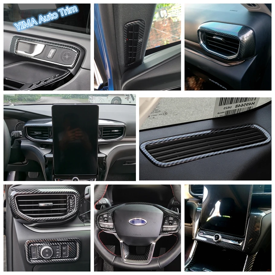 

Lapetus Interior Refit Kit For Ford Explorer 2020 2021 Steering Wheel / Inner Door Handle Bowl / Head Lights Button Cover Trim