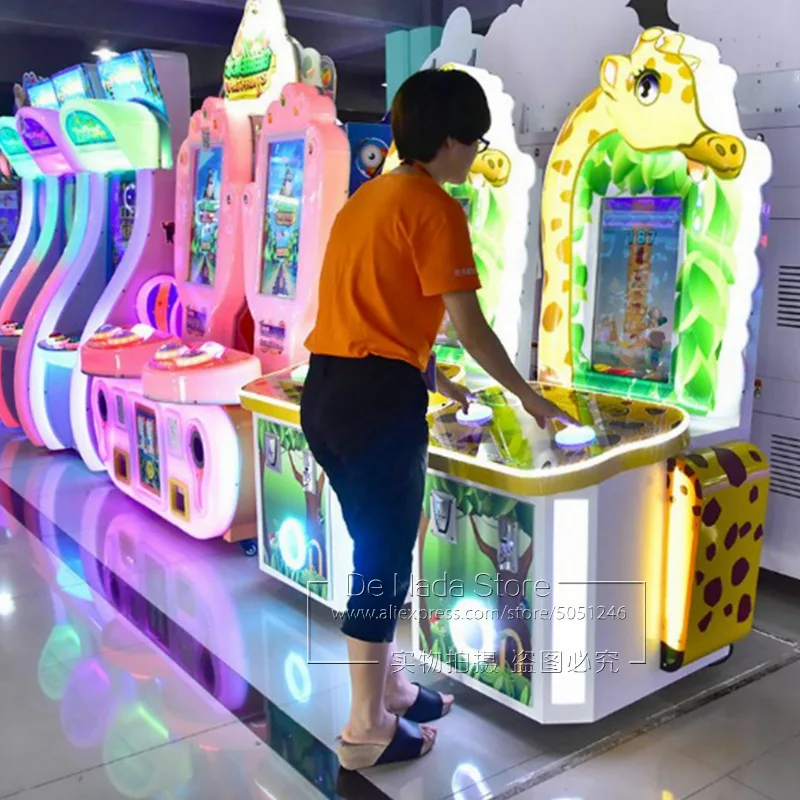 Amusement Game Center Hit Hammer Video Games Coin Pusher Lovely Giraffe Lottery Prize Tickets Redemption Arcade Game Machine  (2)
