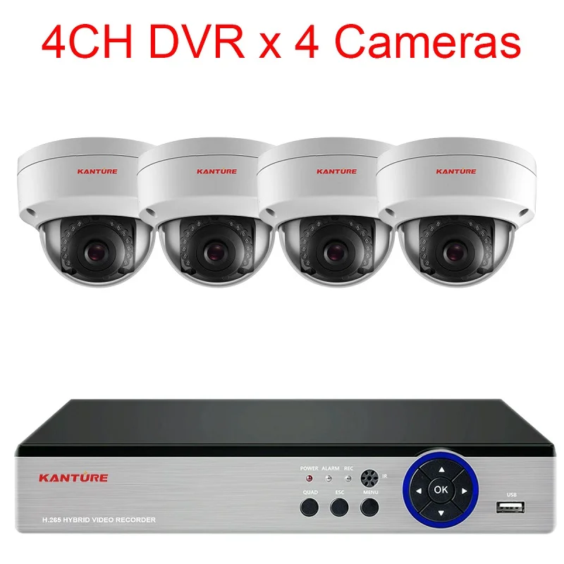 4CH DVR x 4 Camera KANTURE h.265+ 8CH 5MP система видеонаблюдения 5MP камера безопасности Система IP66 Антивандальная Крытая уличная камера система ночного видения - Цвет: 4CH DVR x 4 Camera
