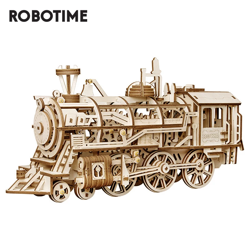 Robotime ROKR 3D деревянная головоломка модель поезда Заводной механизм привод