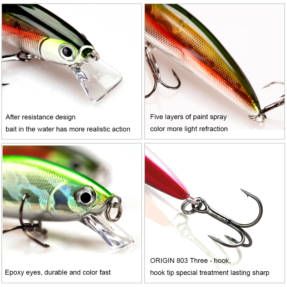 OBEI  Fishing Lure Laser Hard Artificial Bait 3D Eyes 67mm 9.2g Fishing Wobblers diving 0.25m-6.2m Crankbait Minnows 3/4/5pcs