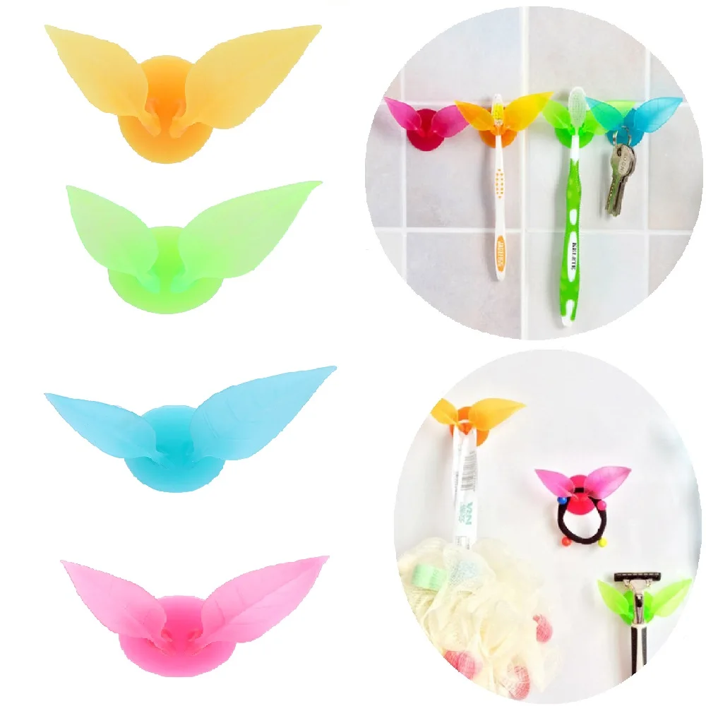 

Cute Leaf Shape Bathroom Toothbrush Holder Bathroom Toothbrush Razor Suction Holder Rack Wall Suction Cup Rack