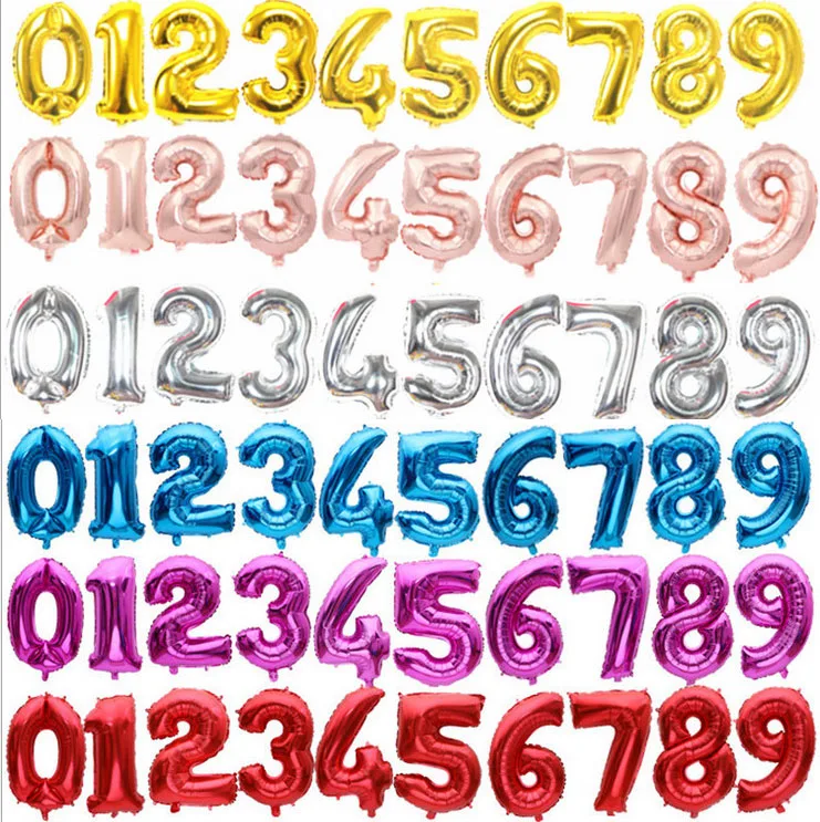 

16 Inch Figure Digit Number Balloons Number Foil Balloon For Wedding Decoration Happy Birthday Balloon Baby Shower